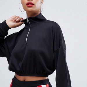 PrettyLittleThing Black Quarter Zip Sweater